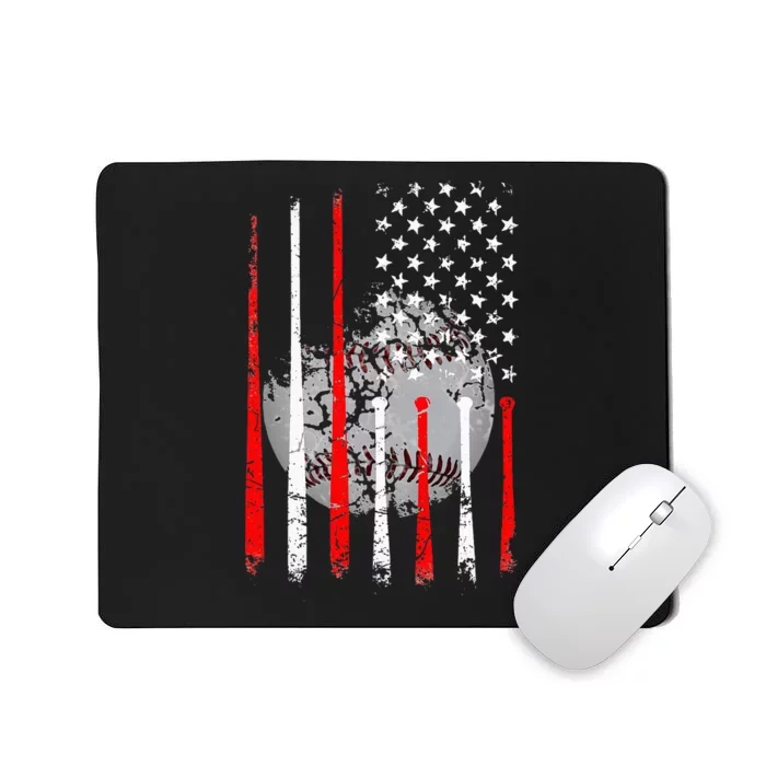 Baseball Usa Flag American Flag Vintage Mousepad