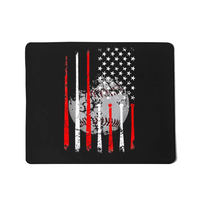 Baseball Usa Flag American Flag Vintage Mousepad