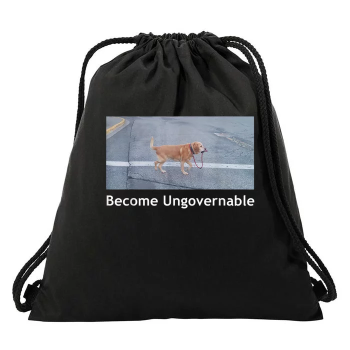 Become Ungovernable Funny Dog Meme Drawstring Bag