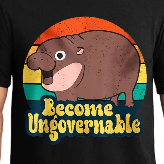 Become Ungovernable Funny Baby Hippo Moo Deng Funny Saying Pajama Set