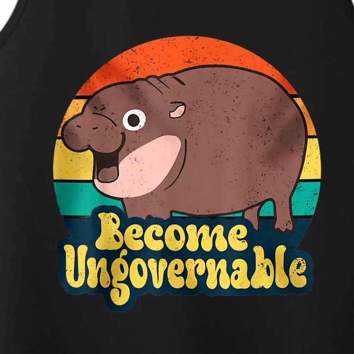 Become Ungovernable Funny Baby Hippo Moo Deng Funny Saying Performance Tank