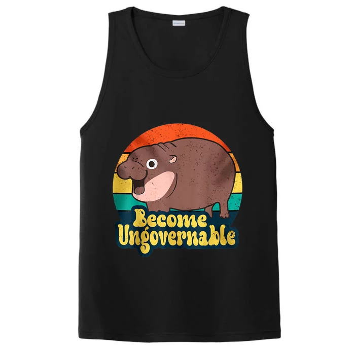 Become Ungovernable Funny Baby Hippo Moo Deng Funny Saying Performance Tank