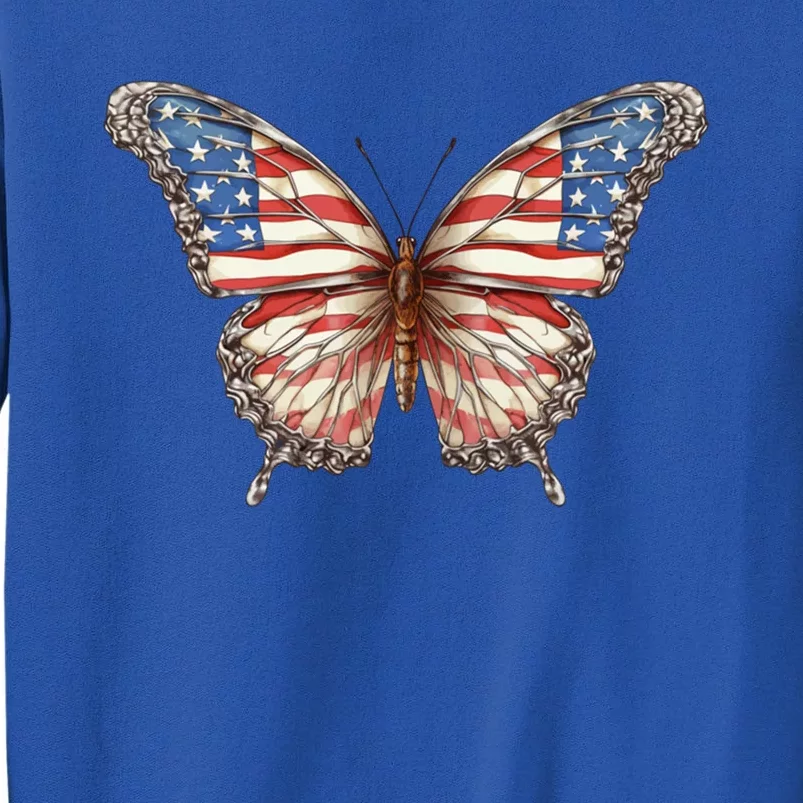 Butterfly Usa Flag Cute 4th Of July Funny American Gift Sweatshirt