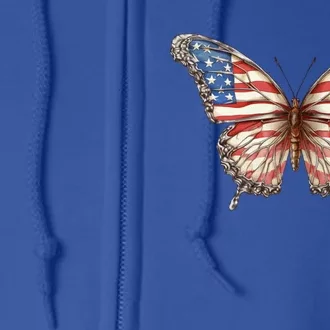 Butterfly Usa Flag Cute 4th Of July Funny American Gift Full Zip Hoodie