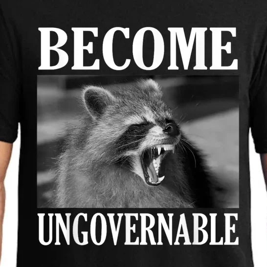 Become Ungovernable Funny Raccoon Face Meme Pajama Set