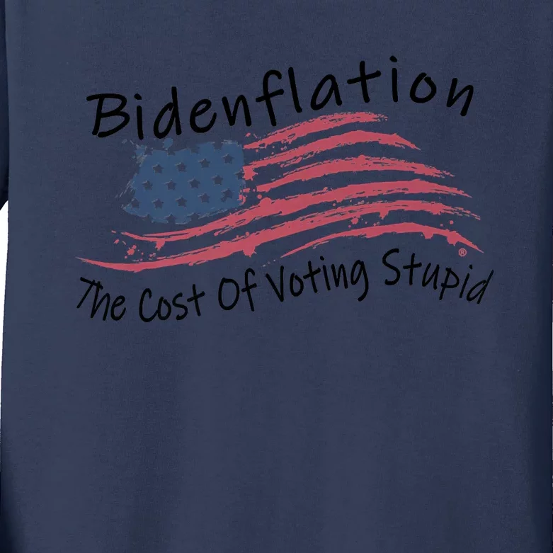 Bidenflation USA Flag The Cost Of Voting Stupid Anti Biden Premium Kids Long Sleeve Shirt