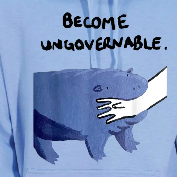 Become Ungovernable Funny Baby Hippo Moo Deng Funny Saying Unisex Surf Hoodie