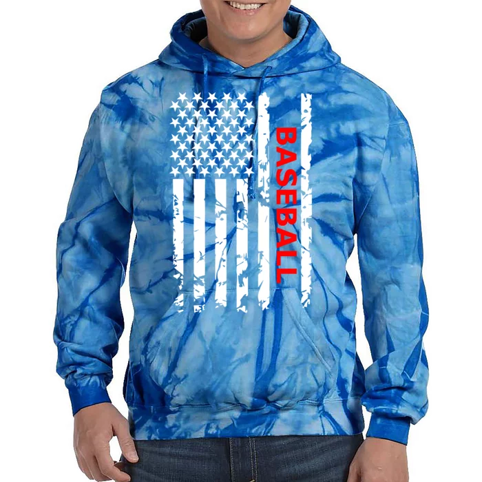 Baseball Usa Flag Proud American Baseball Players Gift Tie Dye Hoodie