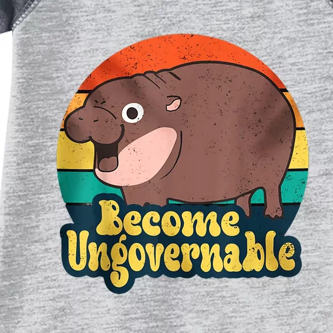 Become Ungovernable Funny Baby Hippo Moo Deng Funny Saying Infant Baby Jersey Bodysuit