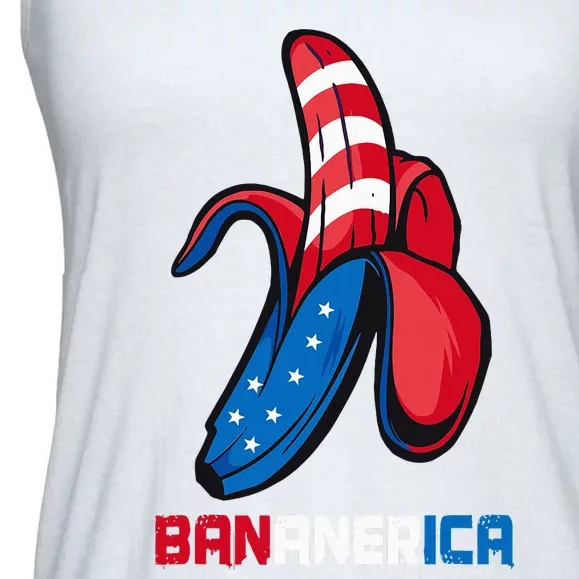 Banana Us Flag Patriotic America Party Funny Fruit Costume Ladies Essential Flowy Tank