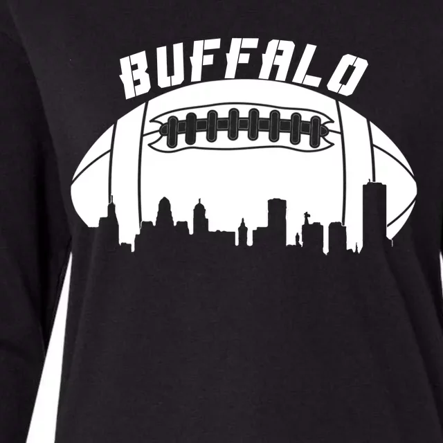 Buffalo Football City Skyline Womens Cotton Relaxed Long Sleeve T-Shirt