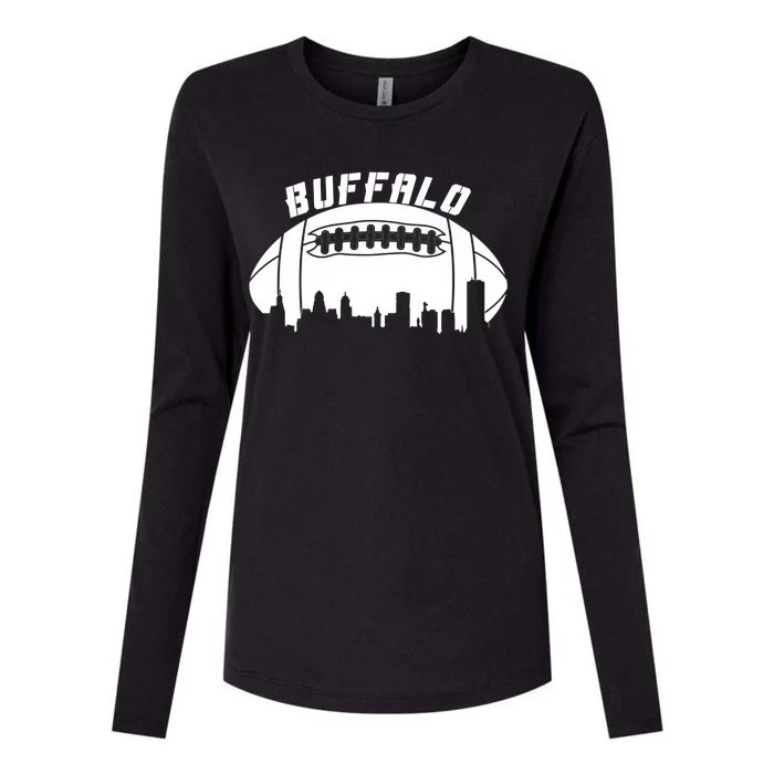 Buffalo Football City Skyline Womens Cotton Relaxed Long Sleeve T-Shirt