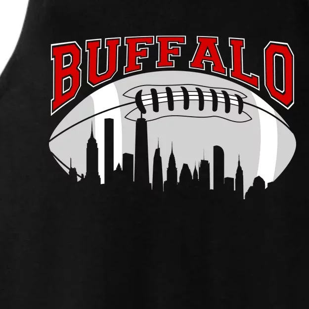 Buffalo Football Fan City Skyline Ladies Tri-Blend Wicking Tank