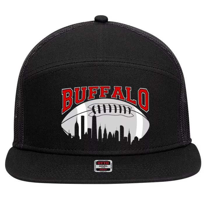 Buffalo Football Fan City Skyline 7 Panel Mesh Trucker Snapback Hat