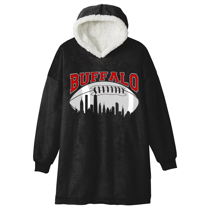 Buffalo Football Fan City Skyline Hooded Wearable Blanket