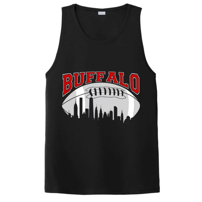 Buffalo Football Fan City Skyline Performance Tank