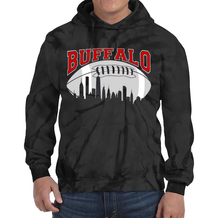 Buffalo Football Fan City Skyline Tie Dye Hoodie