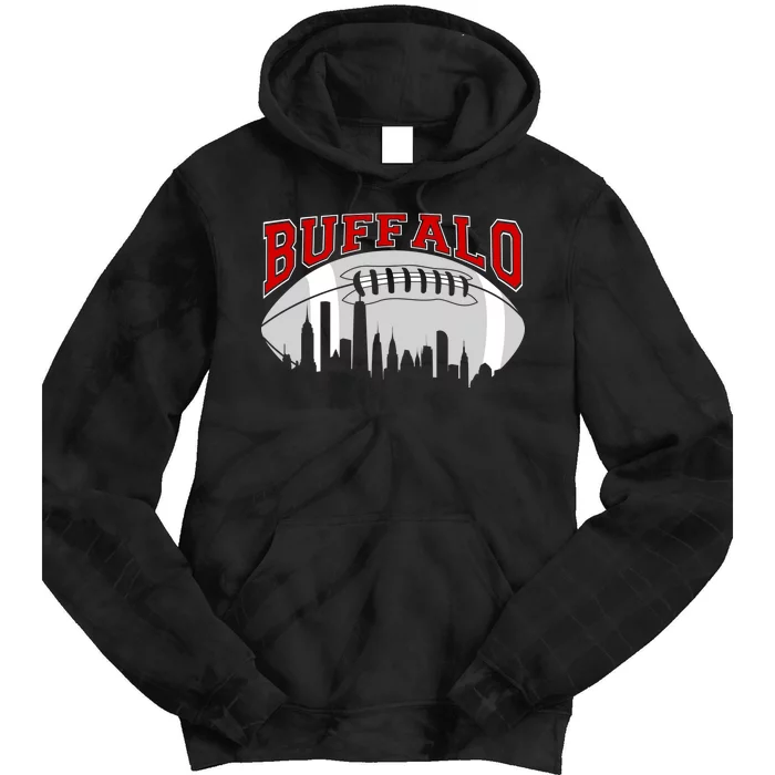 Buffalo Football Fan City Skyline Tie Dye Hoodie