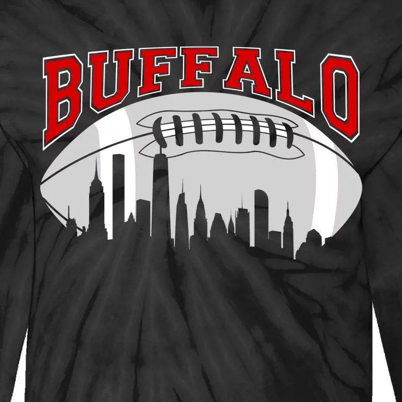 Buffalo Football Fan City Skyline Tie-Dye Long Sleeve Shirt