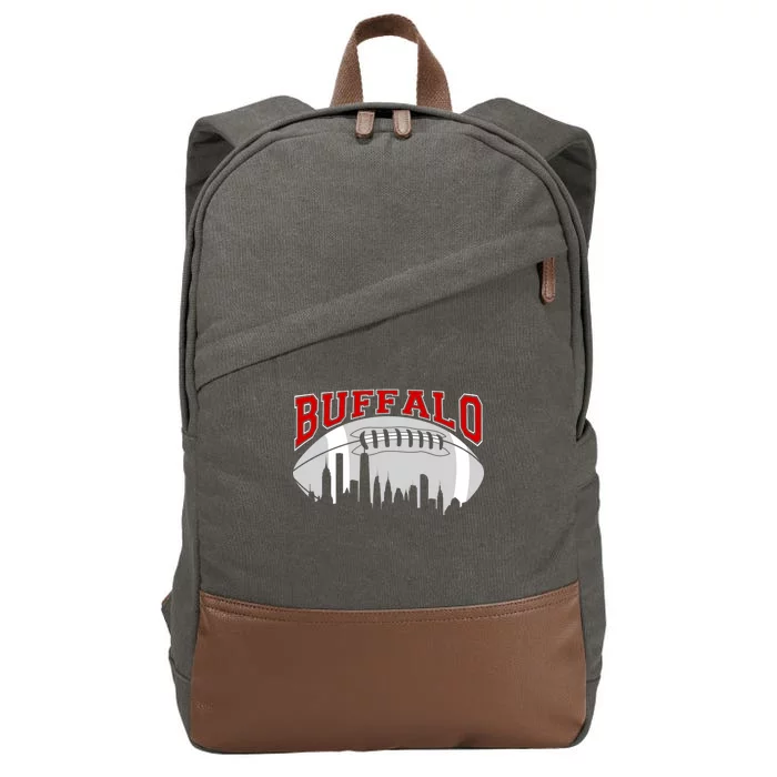 Buffalo Football Fan City Skyline Cotton Canvas Backpack