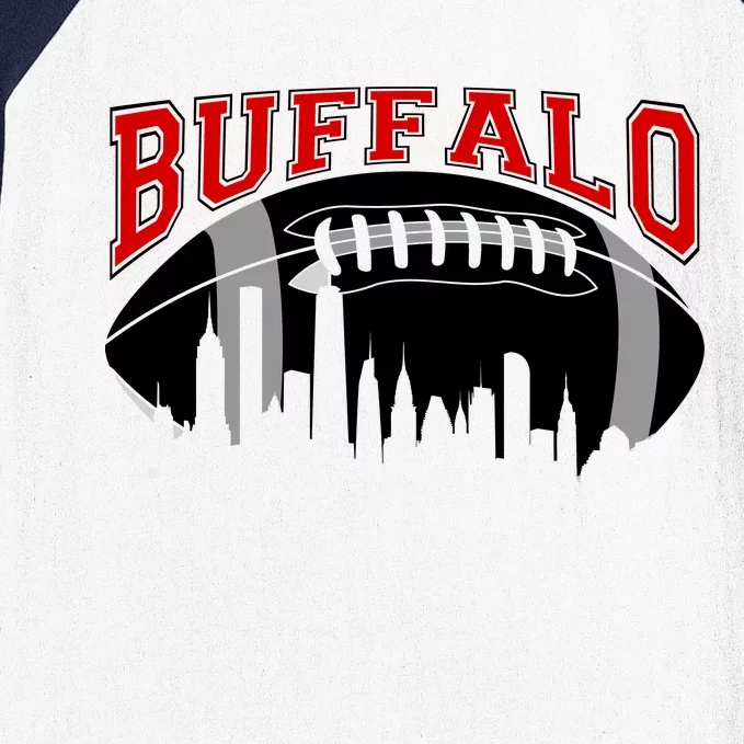 Buffalo Football Fan City Skyline Baseball Sleeve Shirt