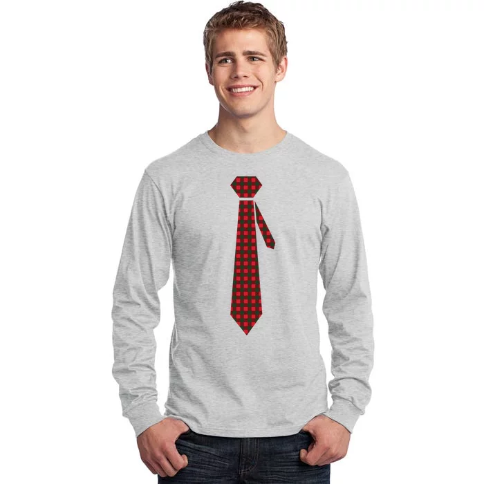 Buffalo Plaid Christmas Tie Tall Long Sleeve T-Shirt