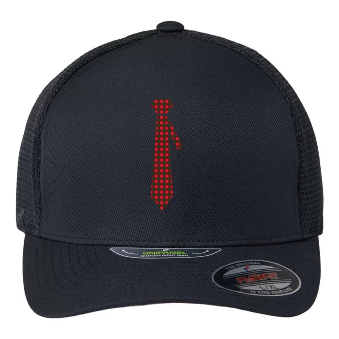 Buffalo Plaid Christmas Tie Flexfit Unipanel Trucker Cap