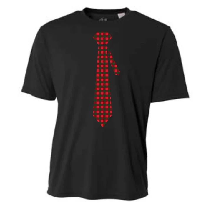 Buffalo Plaid Christmas Tie Cooling Performance Crew T-Shirt