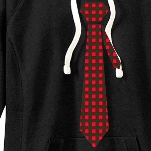 Buffalo Plaid Christmas Tie Women's Fleece Hoodie