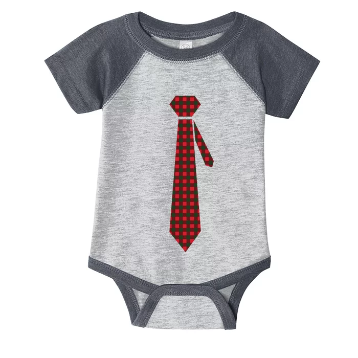 Buffalo Plaid Christmas Tie Infant Baby Jersey Bodysuit