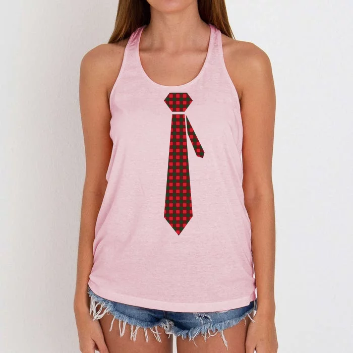 Buffalo Plaid Christmas Tie Women's Knotted Racerback Tank