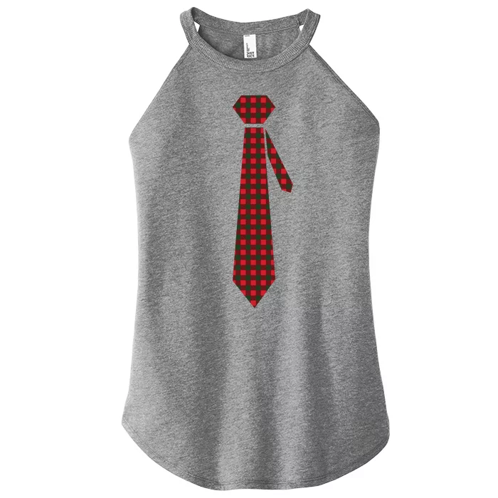 Buffalo Plaid Christmas Tie Women’s Perfect Tri Rocker Tank