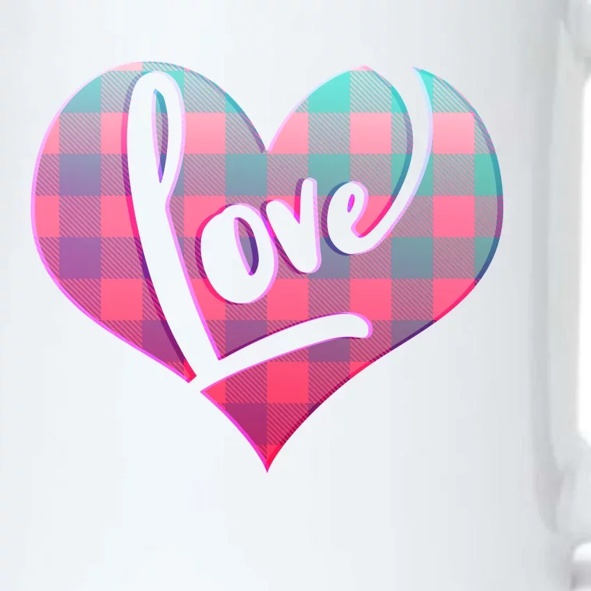 Buffalo Plaid Love Heart Valentines Day Black Color Changing Mug