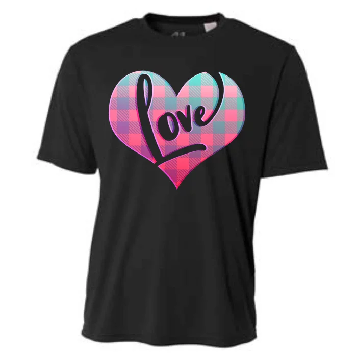 Buffalo Plaid Love Heart Valentines Day Cooling Performance Crew T-Shirt