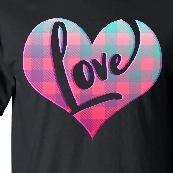 Buffalo Plaid Love Heart Valentines Day Tall T-Shirt