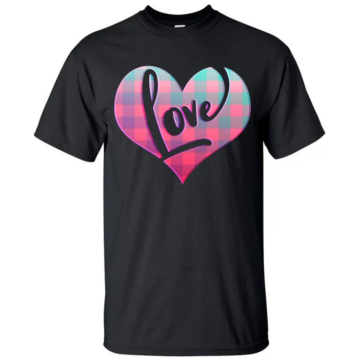 Buffalo Plaid Love Heart Valentines Day Tall T-Shirt