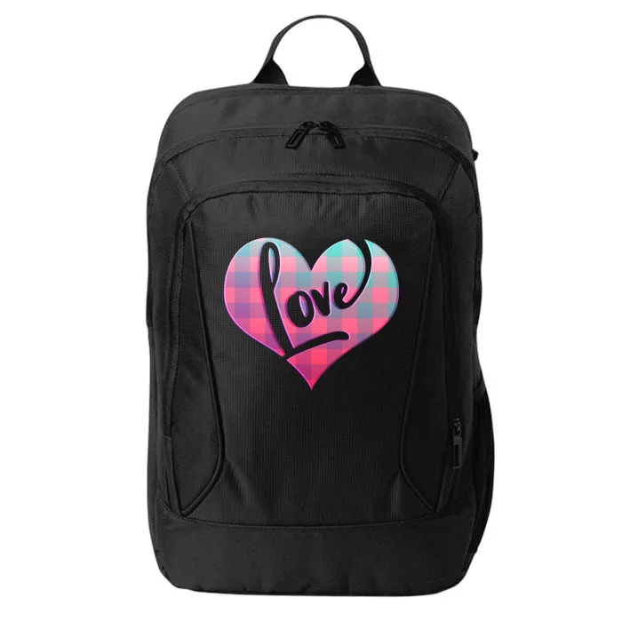 Buffalo Plaid Love Heart Valentines Day City Backpack