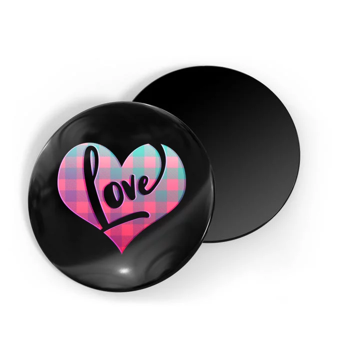 Buffalo Plaid Love Heart Valentines Day Magnet