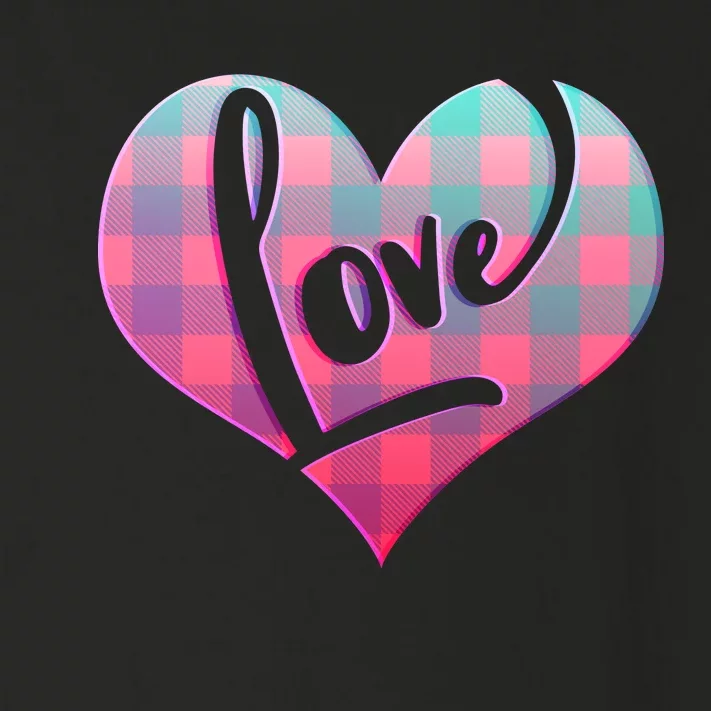 Buffalo Plaid Love Heart Valentines Day Toddler Long Sleeve Shirt