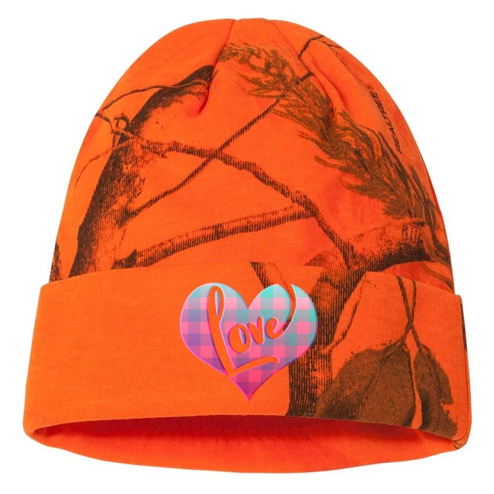 Buffalo Plaid Love Heart Valentines Day Kati - 12in Camo Beanie