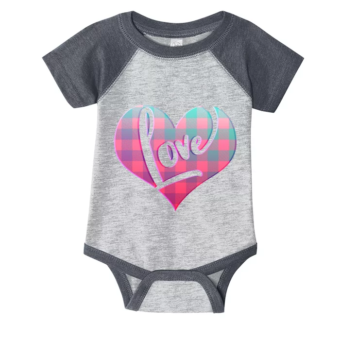 Buffalo Plaid Love Heart Valentines Day Infant Baby Jersey Bodysuit