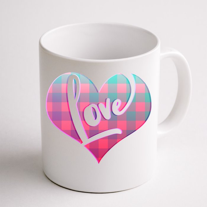 Buffalo Plaid Love Heart Valentines Day Front & Back Coffee Mug