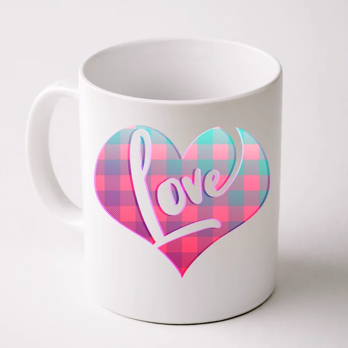 Buffalo Plaid Love Heart Valentines Day Front & Back Coffee Mug