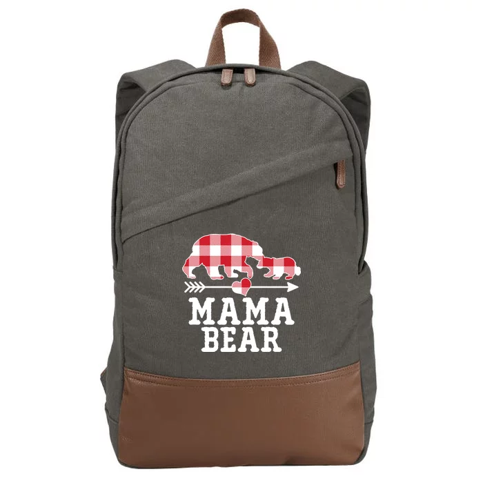 Buffalo Plaid Mama Bear Cotton Canvas Backpack