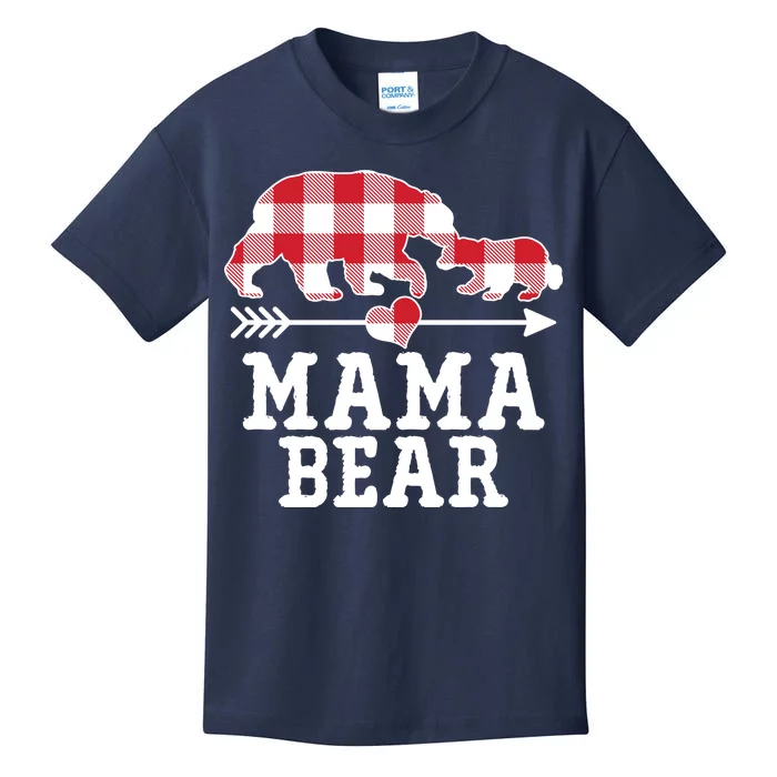 Buffalo Plaid Mama Bear Kids T-Shirt