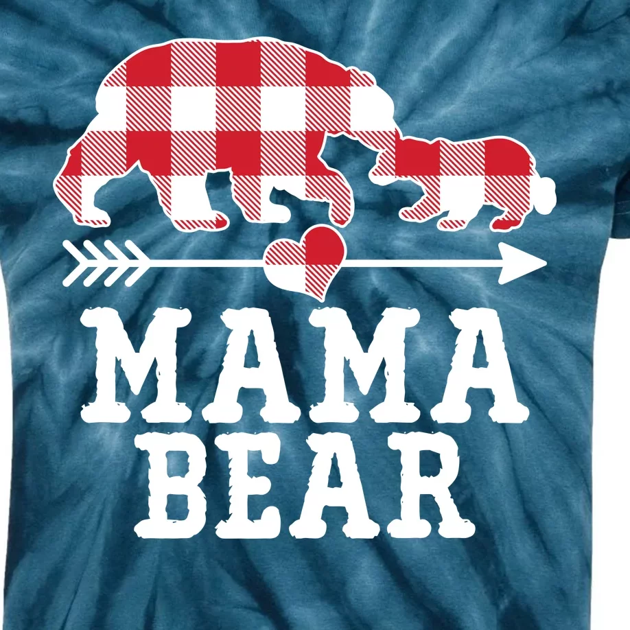 Buffalo Plaid Mama Bear Kids Tie-Dye T-Shirt