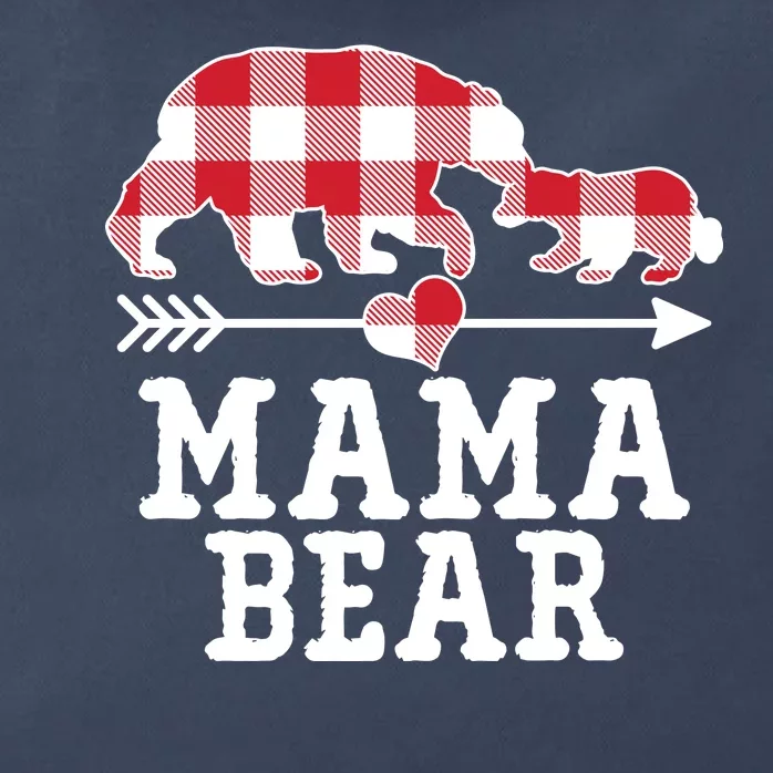 Buffalo Plaid Mama Bear Zip Tote Bag