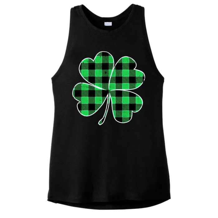 Buffalo Plaid Vintage Clover Ladies Tri-Blend Wicking Tank