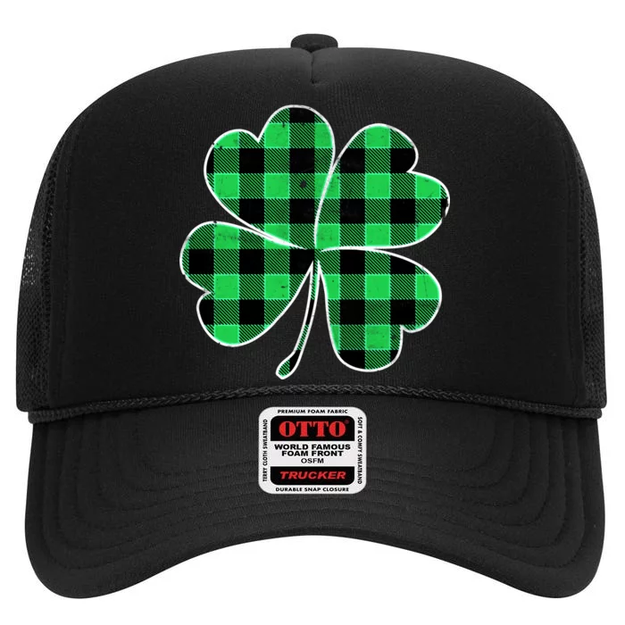 Buffalo Plaid Vintage Clover High Crown Mesh Trucker Hat