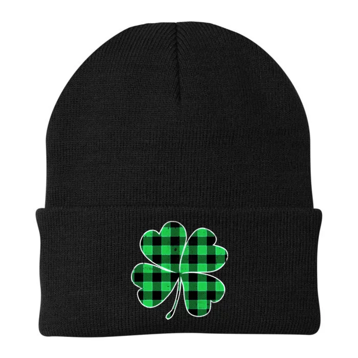 Buffalo Plaid Vintage Clover Knit Cap Winter Beanie